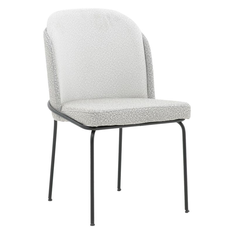 Chair Dore pakoworld grey-ecru teddy fabricblack -metal 50x47.5x82cm