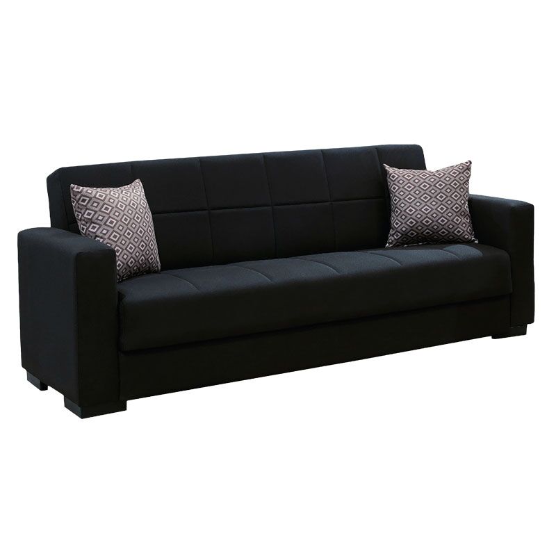 3 seater sofa-bed Vox pakoworld fabric black 212x77x80cm
