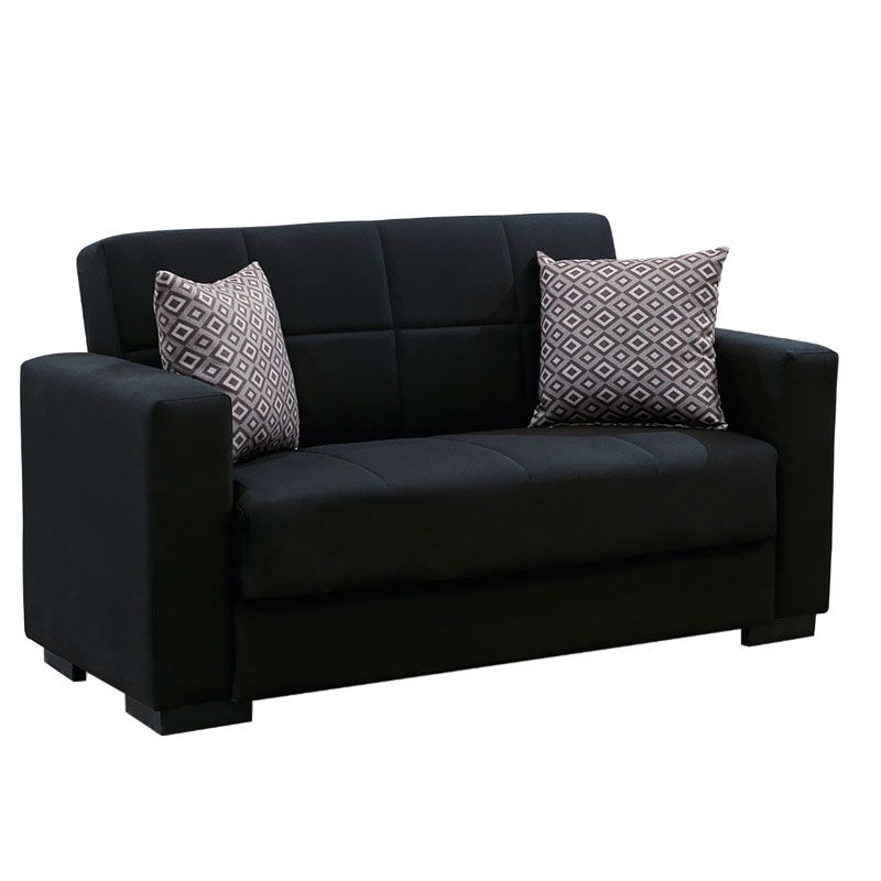 2 seater sofa-bed Vox pakoworld fabric black 148x77x80cm
