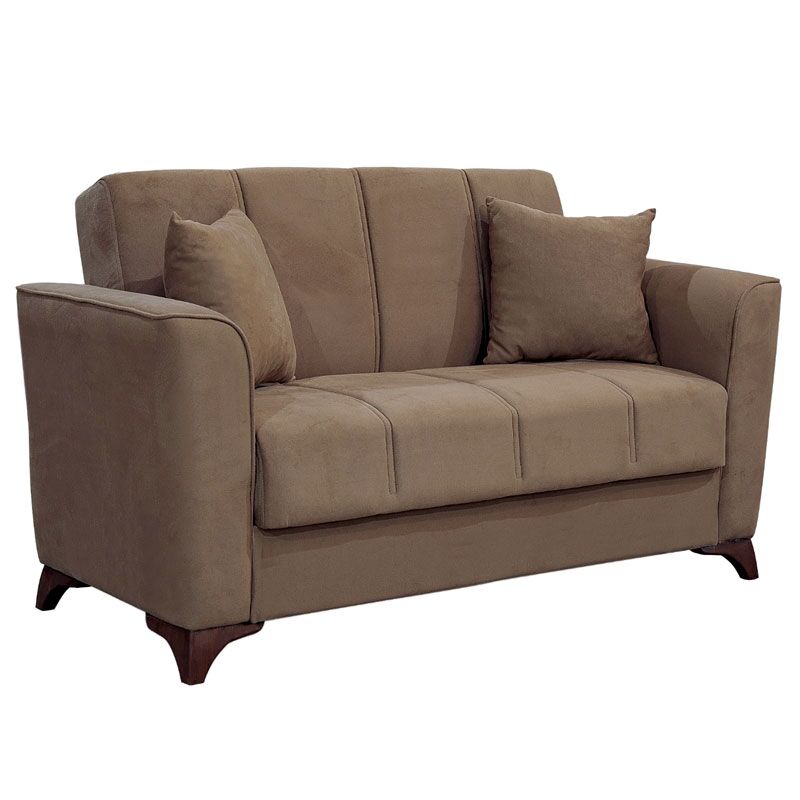 2 seater sofa-bed Asma pakoworld fabric velvet mocha 156x76x85cm
