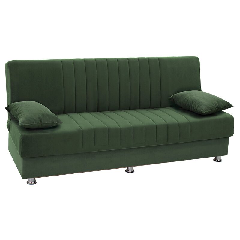 3 seater sofa-bed Romina pakoworld fabric velvet green 180x75x80cm
