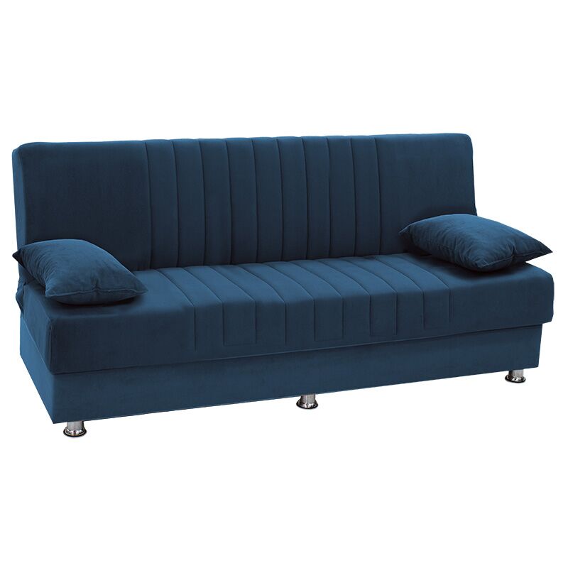 3 seater sofa-bed Romina pakoworld fabric velvet blue 180x75x80cm