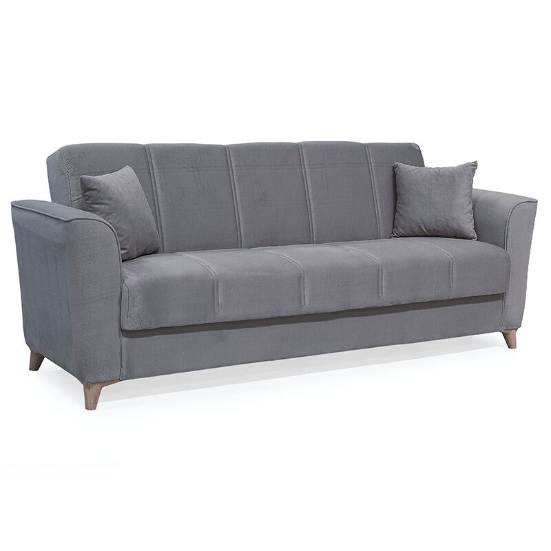 3 seater sofa-bed Asma pakoworld velvet grey mouse  217x76x85cm