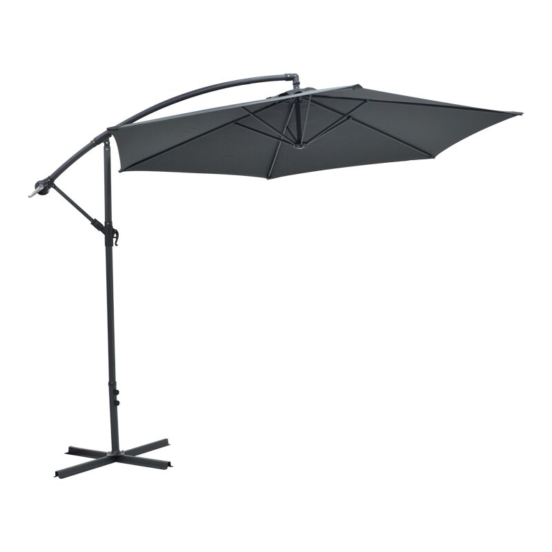 Professional umbrella with base Jiopel pakoworld single piece aluminium-fabric dark grey D3m