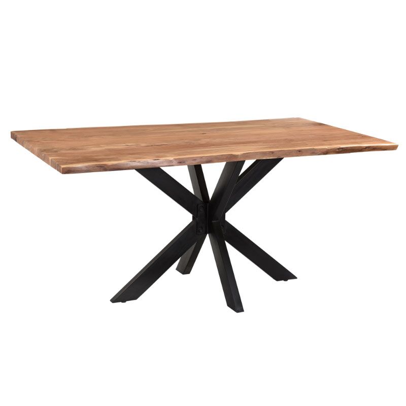 Slim table pakoworld acacia solid wood walnut-leg black 180x90x75.6cm
