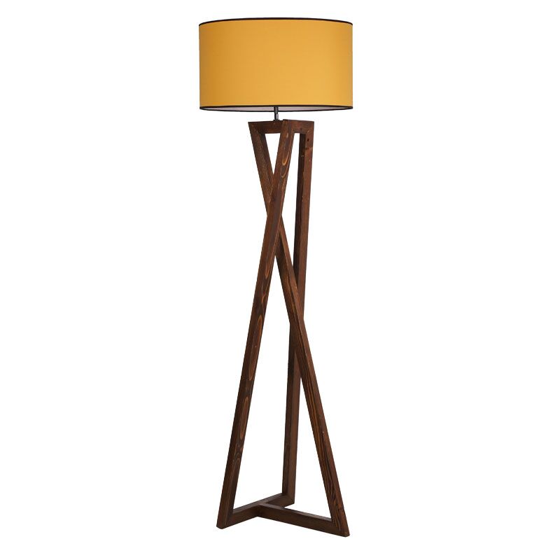 Floor lamp Woodio pakoworld E27 wood walnut-yellow shape D45x43x166cm
