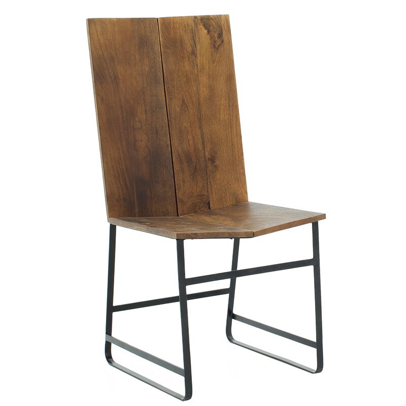 Chair Elora pakoworld solid wood acacia walnut-black metal