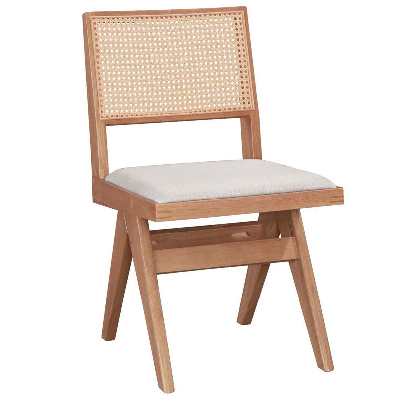 Winslow chair pakoworld wood rubberwood light walnut-pvc natural rattan-fabric gray