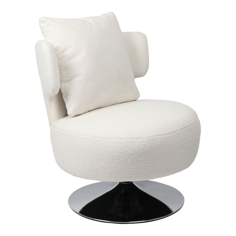 Armchair with cushion Percival pakoworld teddy fabric white-chrome base 76x67x76cm