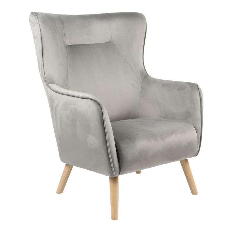 Insicive armchair pakoworld velvet fabric gray-natural leg 72x89x105cm