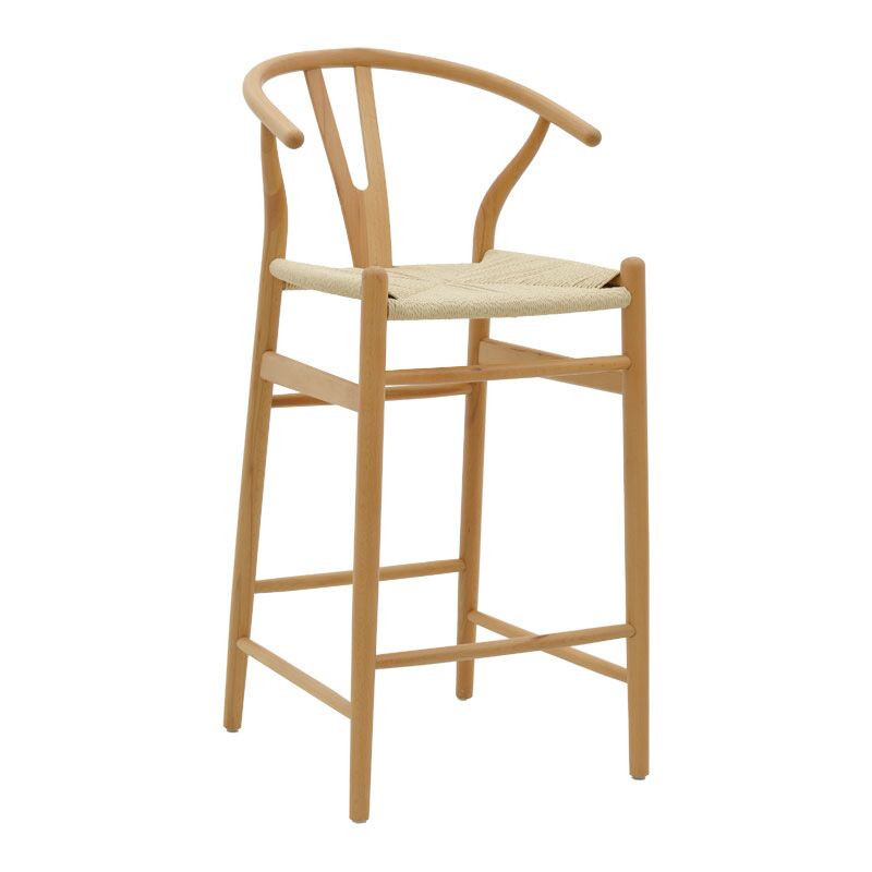 263 000003 Bar Stool Wishbone Homepaketo Natural Beech Wood-natural Rope 53x54x107cm ready for delivery/pickup
