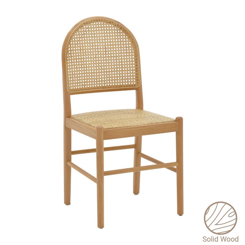 Chair Alessia pakoworld natural beech wood- rattan natural 43x40x89cm
