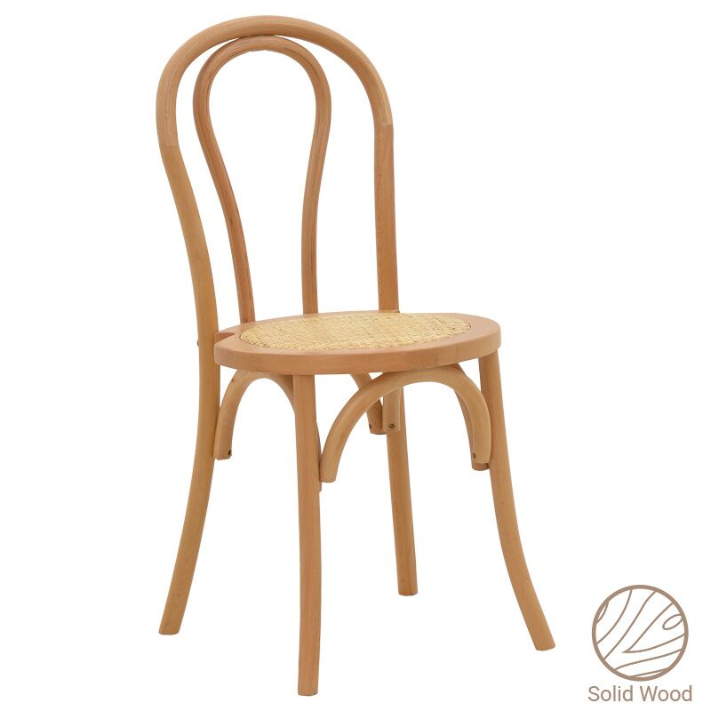 Chair Azhel pakoworld natural beech wood-natural rattan seat 41x50x89cm