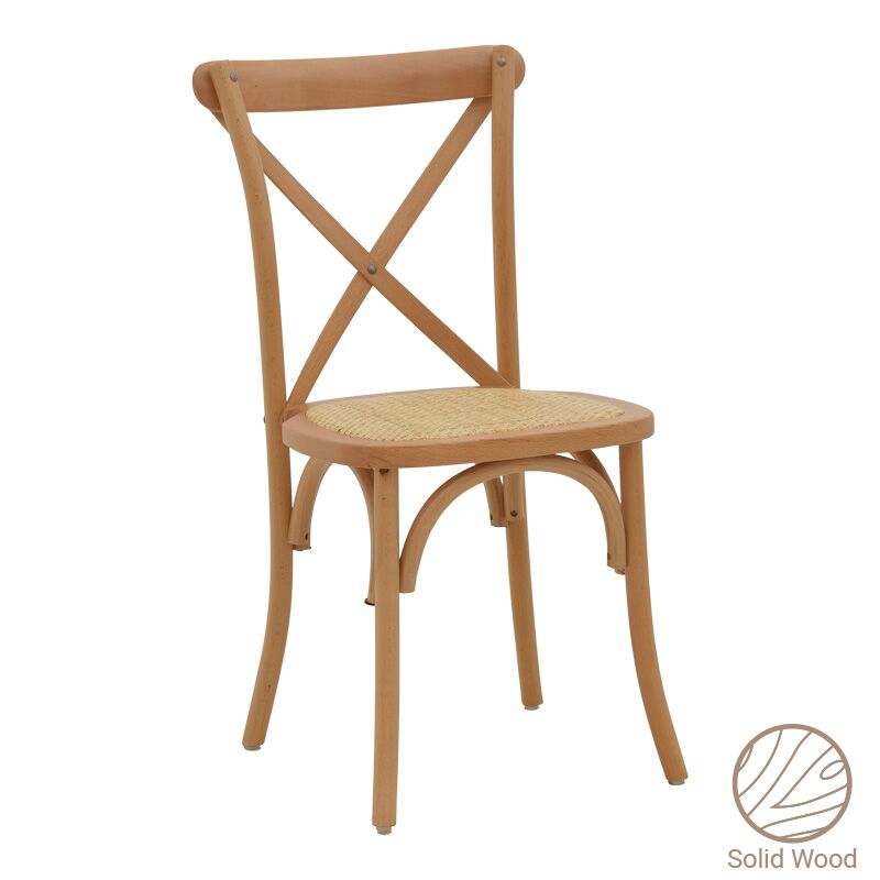 Chair Dylon pakoworld stackable walnut beech wood-natural rattan seat 48x52x89cm