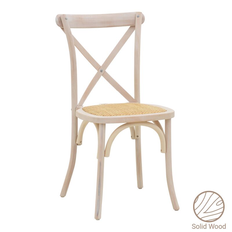 Chair Dylon pakoworld stackable white wash beech wood-rattan natural seat 48x52x89cm