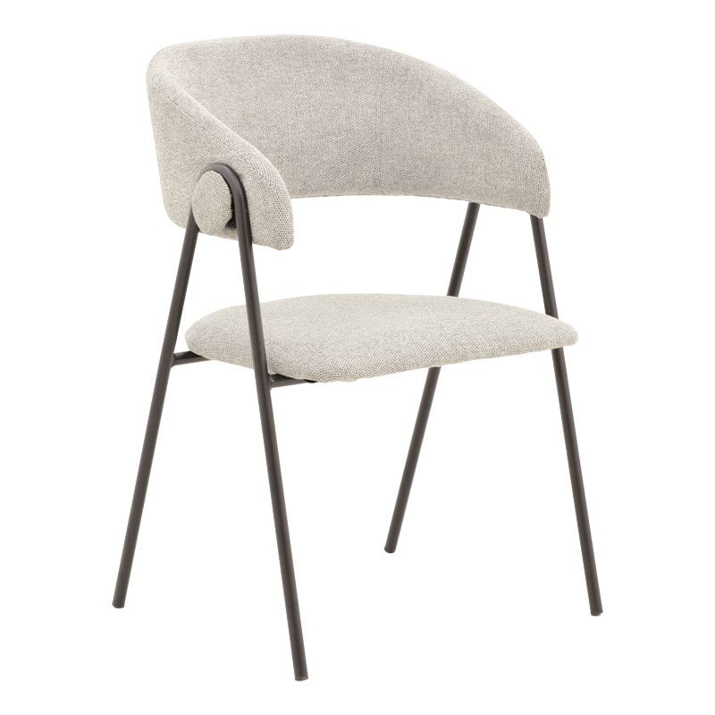 Chair Rachele pakoworld light grey fabric-black metal leg 52x53x83cm