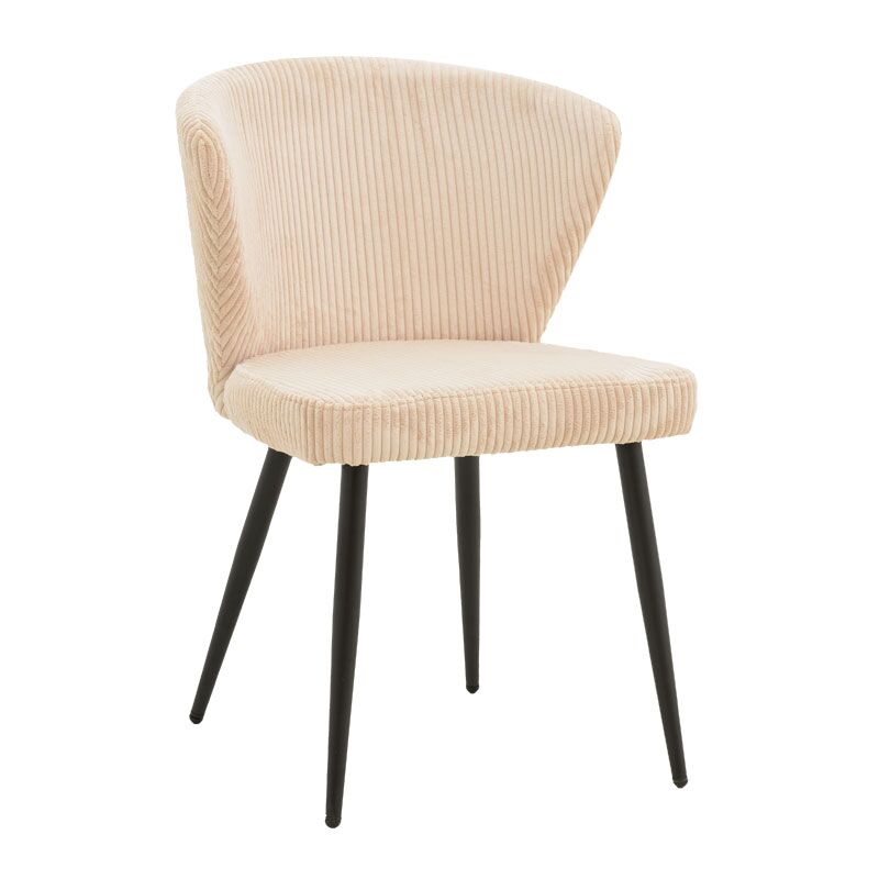Chair Mattia pakoworld fabric ivory-black metal leg 55x53x80cm