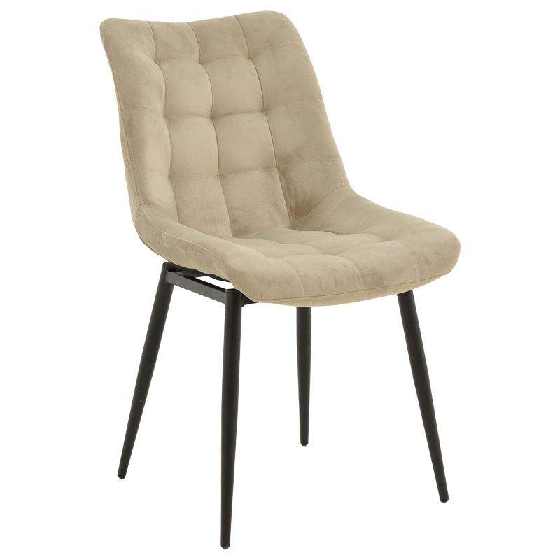 Chair Vittorio pakoworld beige-black metal leg 46x62x80cm
