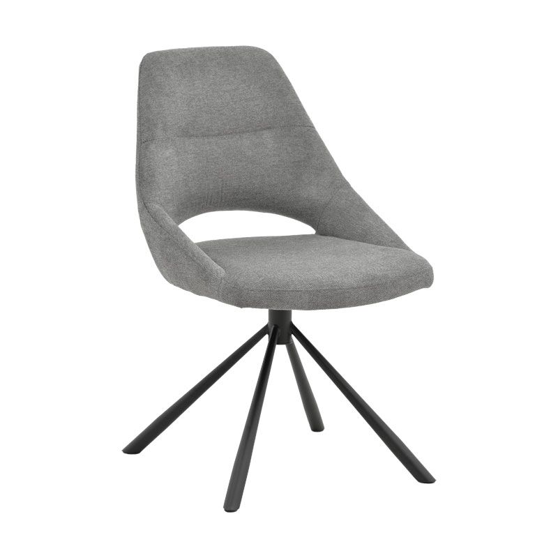 Chair Luciano pakoworld fabric grey-black metal leg 52x58x86cm