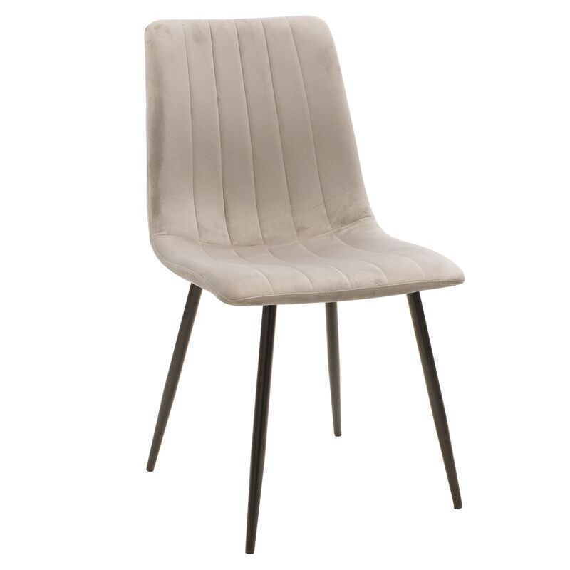 Chair Noor pakoworld light grey velvet-black metal leg 44x55x86cm