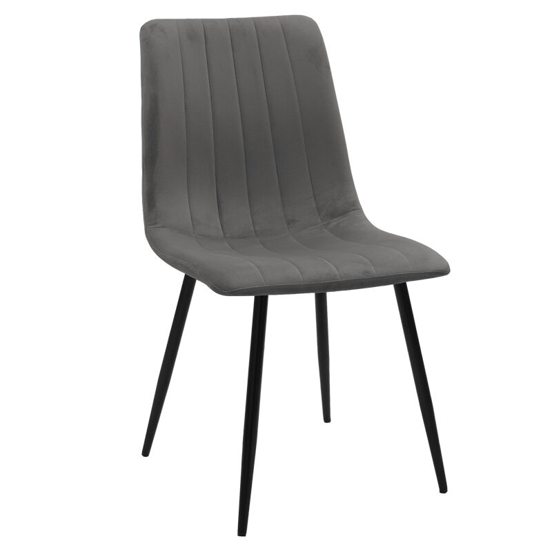 Chair Noor pakoworld dark grey velvet-black metal leg 44x55x86cm