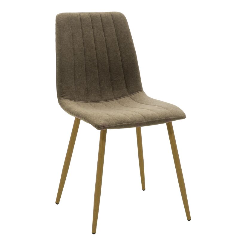 Chair Noor pakoworld brown fabric-natural metal leg  44x55x86cm