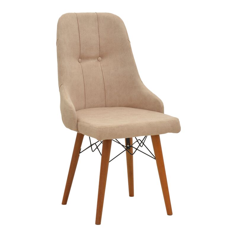 Elif  pakoworld fabric chair beige-walnut leg 46x50x97cm