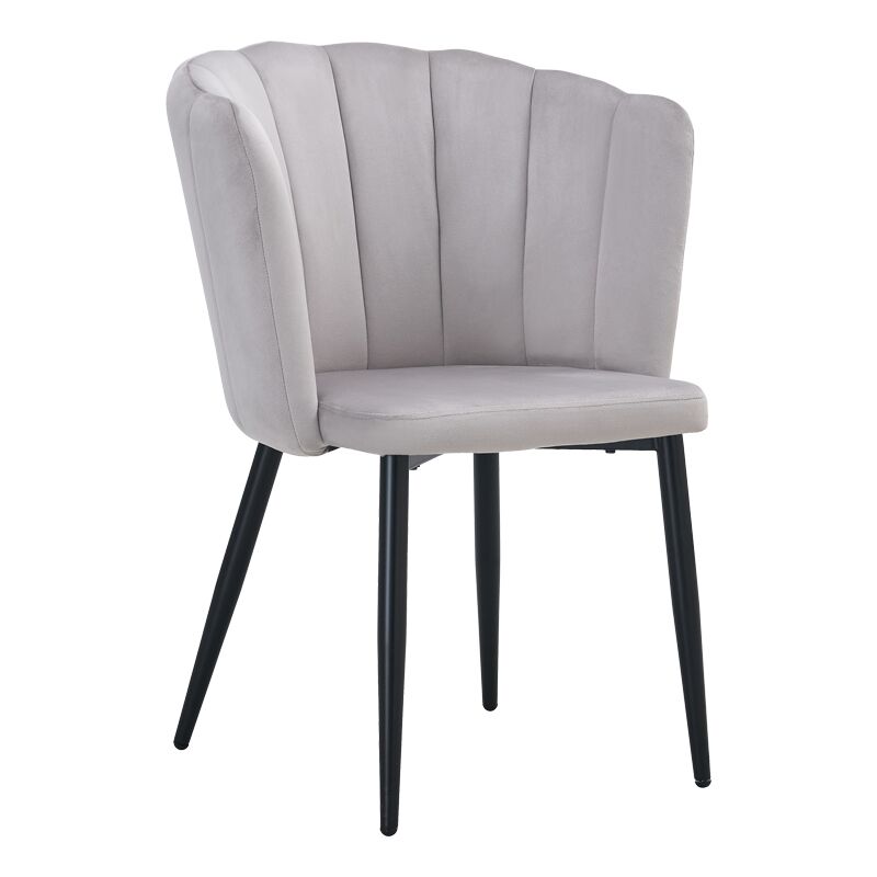 Chair Esme pakoworld metal black legs - velvet in grey color 61x55x84cm