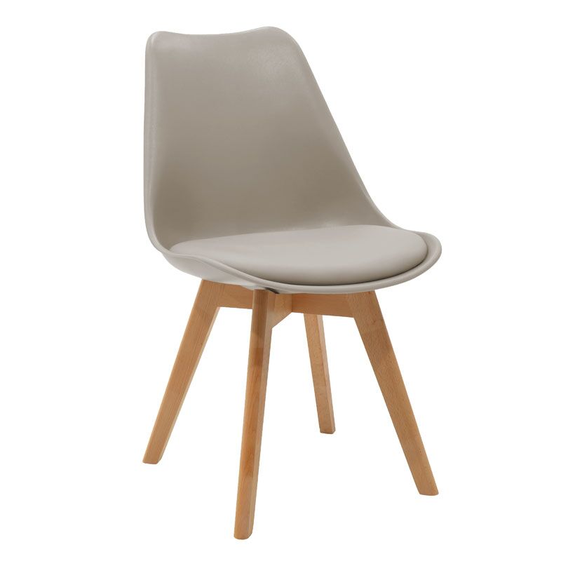 Chair Gaston pakoworld PP-PU grey-natural leg 53.5x48.5x83cm
