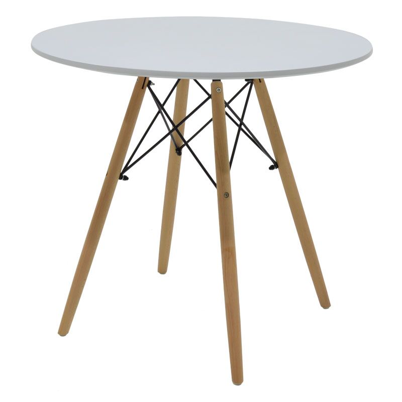 Dining table Julita pakoworld MDF top white-natural legs D80x73cm