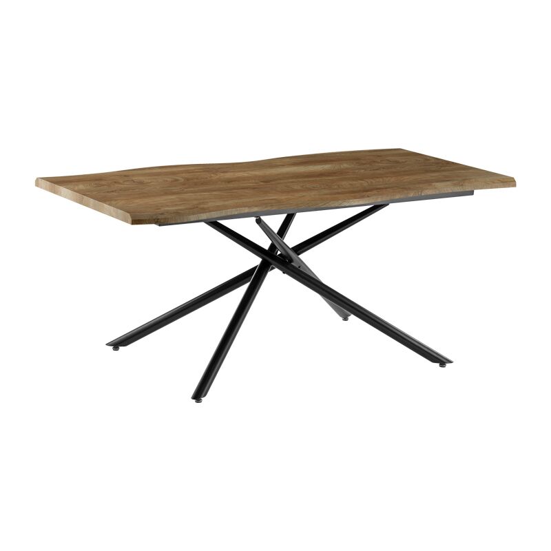 Dining table Jonal pakoworldwith MDF surface in walnut- black metal legs 180x90x76 cm