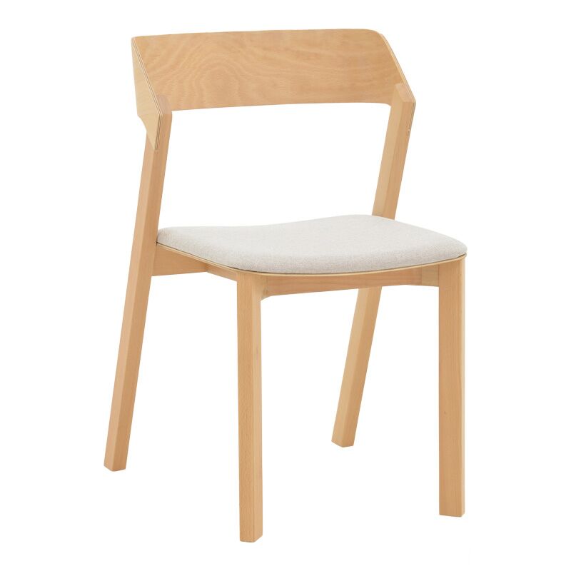 Danas pakoworld chair natural solid wood - off-white cushion 49x52x78cm