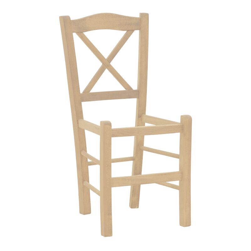 Coffee shop chair Seimi pakoworld criss cross unpainted wood 42x40x89cm