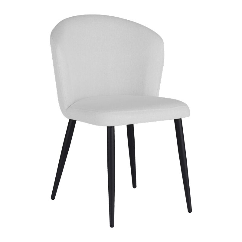 Chair Piyan pakoworld ecru color fabric- black metal leg 55x58.5x80cm