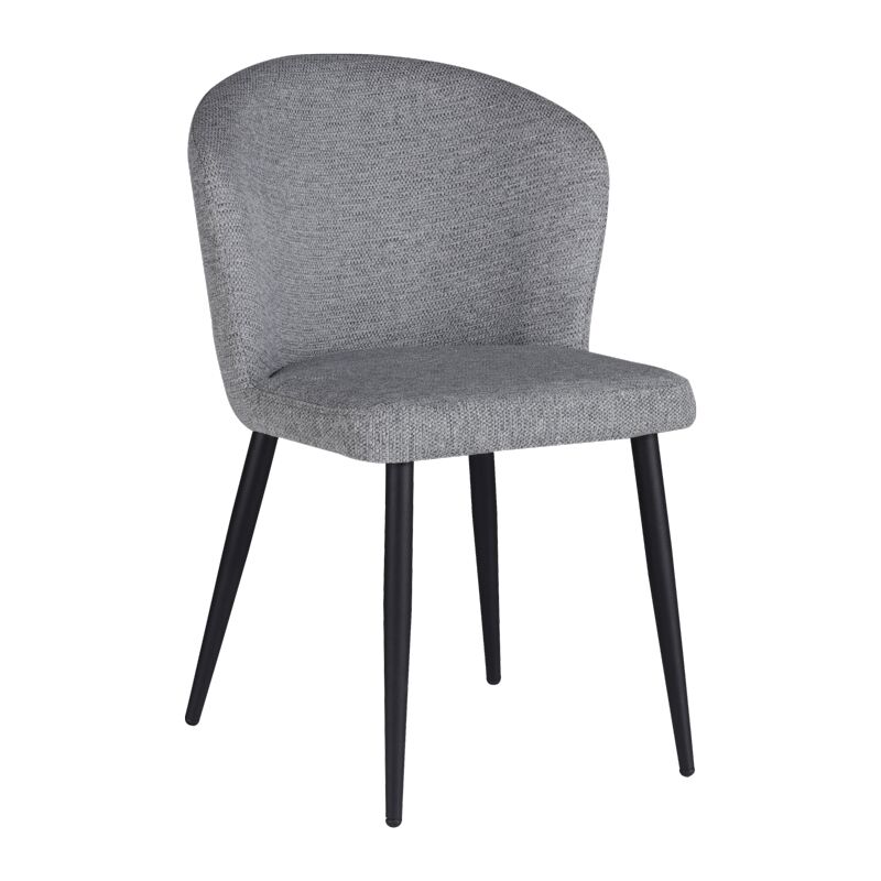 Chair Piyan pakoworld light grey fabric- black metal leg 55x58.5x80cm