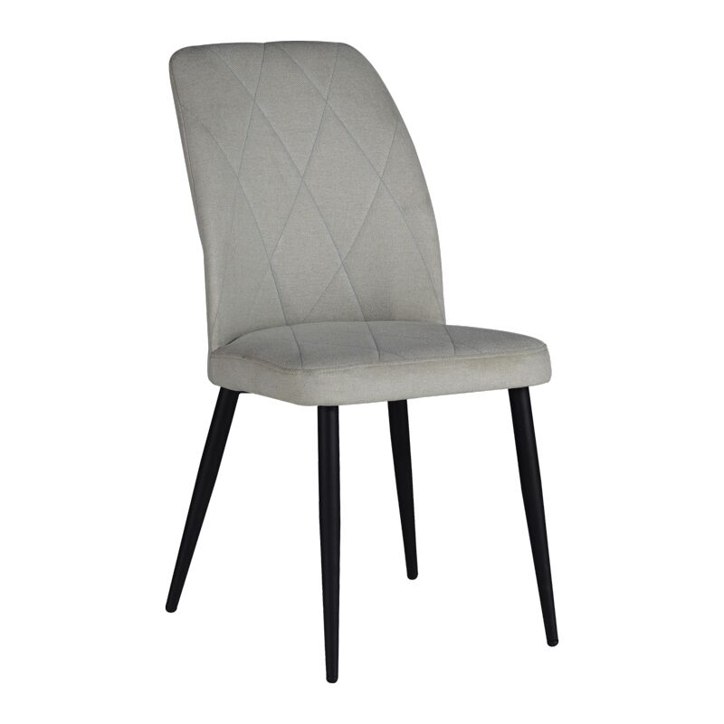 Chair Vika pakoworld ecru fabric-black metal leg 48x58x90cm