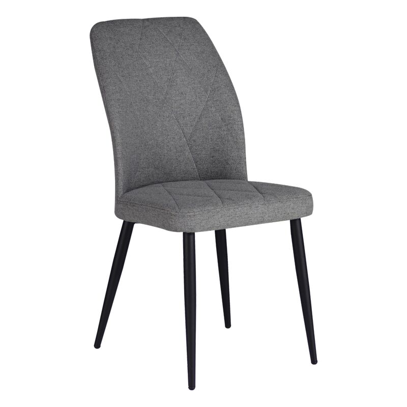 Chair Vika pakoworld grey-blue fabric-black metal leg 48x58x90cm