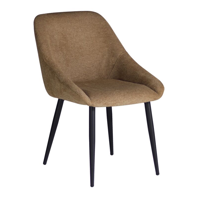 Chair Loukrizia pakoworld beige fabric-black metal leg 56x63.5x82cm