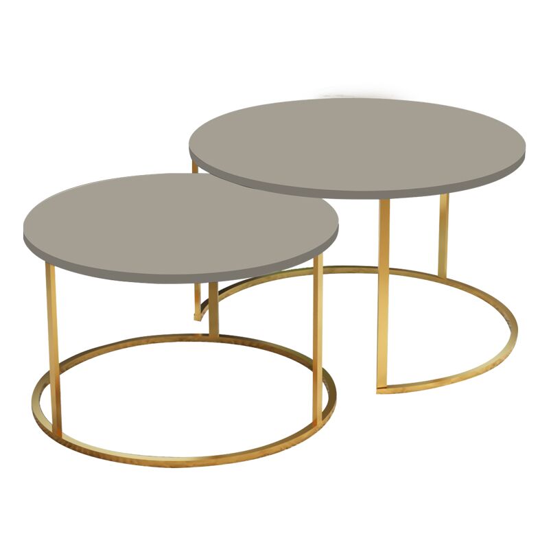 Solme pakoworld coffee table set of 2 pieces ecru melamine-gold metal